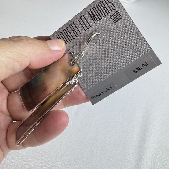 Robert Lee Morris Soho Earrings Abalone Shell Silver Tone Dangle Modern Classic - Picture 5 of 9